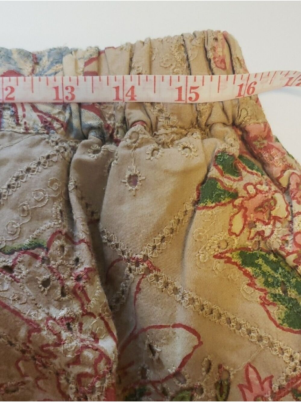 A Rare Bird NWT 100% Cotton Women's Wide Leg Boho Ruffle Pants - Beige Floral - Picture 11 of 13